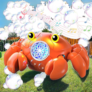 ITTL Outdoor Cartoon Crab Shaped Plastic Automatic Crawling <b>Bubble</b> Maker with Cool Light & Music for <b>Kids</b> - Product Image 2