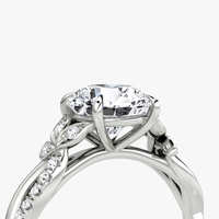 Bague de fiançailles solitaire en diamant de laboratoire 0,5-3 carats, taille ronde, avec pierres latérales en forme de feuille, en or massif 14K/18K, certifiée IGI, CVD/HPHT, personnalisable
