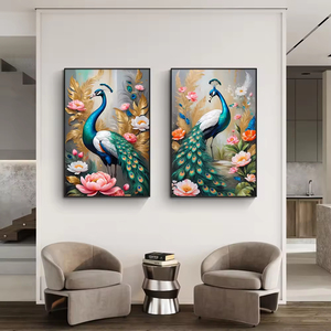 Arte stampata digitale ad alta definizione della tela per la decorazione della parete domestica, arte animale del <span class=keywords><strong>pavone</strong></span> e murale di arte della parete del salone - Product Image 3