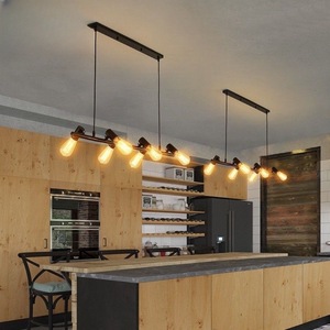 Unique Linear Pendant <b>Light</b> Stainless Steel 8 Bulbs For <b>Dining</b> Table Cafe Bar Office Industrial Style - Product Image 3