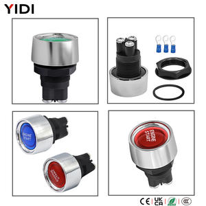 أزرار ضغط معدنية LED مقاس 22 مم، زر تشغيل بألوان أحمر وأزرق وأخضر، زر بدء تشغيل المحرك، طرف توصيل برغي بـ 3 سنون - Product Image 2