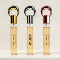 Nouvelle bouteille de parfum en verre cylindrique vide transparente de 10 ml, 15 ml, 20 ml, avec porte-clés, bouteille de parfum de luxe avec boîte cadeau