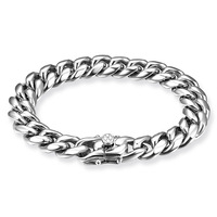 Chaîne de collier cubaine brillante en acier inoxydable couleur argent, étanche et inaltérable, style hip-hop, largeur de 6 mm à 22 mm
