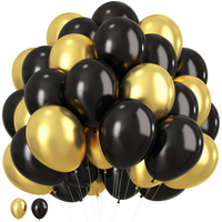 Ballons en latex métalliques noirs et dorés de 10 pouces, lot de 40, qualité hélium, pour décorations de fête d'anniversaire, de remise de diplôme et du Nouvel An