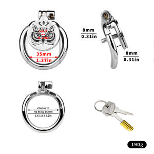 Built-in Flat <span class=keywords><strong>Male</strong></span> Metal Chastity Lock dengan pola burung hantu Dan kateter urin untuk pria Chastity Confinement Penis Cage - Product Image 5