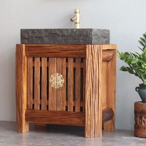 Mueble de Baño Moderno de Madera de Olmo Macizo con Granito Ecológico, Garantía de 5 Años, Lavabo Cuadrado con Grifo Monomando - Product Image 2