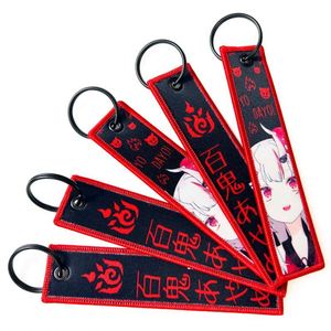 Stock Cartoon Dog <b>Keychain</b> Polyester Fabric Silk Screen Printing Double Sided Luggage Tag <b>Anime</b> Embroidery Promotional Gift - Product Image 1