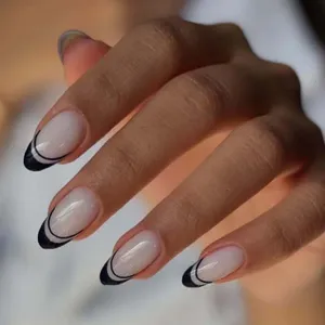 24 <span class=keywords><strong>Uñas</strong></span> <span class=keywords><strong>Postizas</strong></span> Negras Puras, Forma Almendrada, Estilo Y2K, Modernas y Elegantes, Manicura Reutilizable, <span class=keywords><strong>Uñas</strong></span> Falsas <span class=keywords><strong>para</strong></span> Chicas Atrevidas, <span class=keywords><strong>Uñas</strong></span> a Presión - Product Image 3