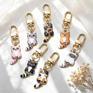Cute Black Cat Keychain With Red Heart Pendant Zinc Alloy Metal <b>Key</b> <b>Ring</b> Valentine's Day Gift Irregular Shape Charm - Product Image 6