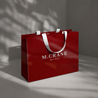 Sac en papier personnalisé avec logo, sac de shopping de luxe bordeaux avec poignée en corde pour boutique de vêtements, emballage de bijoux