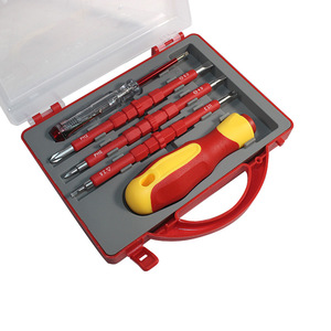 Jeu de tournevis isolés double usage avec testeur de tension, en acier au chrome-vanadium, kit d'outils domestiques, étui rigide, garantie 1 an, OEM disponible - Product Image 2