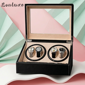 Eonluxe <span class=keywords><strong>Remontoir</strong></span> de montres 10 emplacements double tête avec moteur en PU, remontage <span class=keywords><strong>automatique</strong></span>, boîte de rangement et de présentation <span class=keywords><strong>pour</strong></span> montres mécaniques 2026 Nouveau - Product Image 1