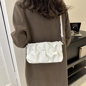 New pleated high-quality Pu leather crossbody bag, cute women's single room bag - Product Image 2