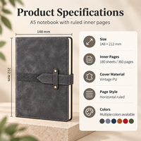 Carnet rétro personnalisable avec ceinture tressée et boucle à ardillon, agenda personnalisé avec logo pour coffret cadeau d'affaires
