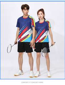 Harga pabrik poliester cepat kering tenis meja & Badminton Jersey bernapas Pria & Wanita T-shirt dengan Logo pinggang untuk pria wanita - Product Image 4