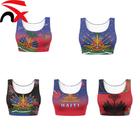 Vente directe usine – Gilet de sport pour femme avec imprimé drapeau haïtien, doux, confortable et léger, idéal pour les événements sportifs et les manifestations de soutien.