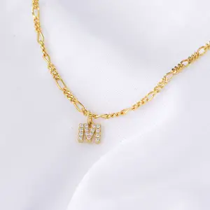 Name Lateefah OEM Custom Jewelry Women Initial Charm Necklace 18K Gold Diamond Name Letter Initial Necklace