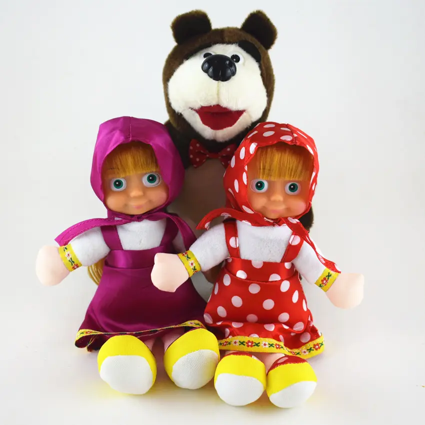 AL Girls Cartoon Figure Masha Peluches Princesse Russe Adorable poupée Enfants Masha ours grands yeux poupée