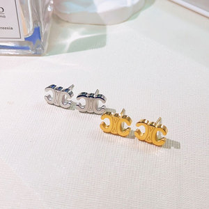 Pendientes de Diseño Modernos Que No Se Deslustran, Chapados en Oro de 14k y 18k con PVD, Acero Inoxidable 316l, Joyería Fina, Pendientes de Marca CC para Mujer - Product Image 1