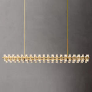 72" Long Rectangle Led Crystal Chandelier For Dining Table Kitchen Island American Brass Large Chandelier - Product Image 1