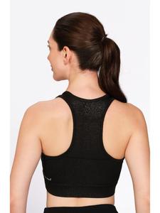 Sujetador deportivo Munns & Mars para mujer, negro, liso, de poliéster elástico, con almohadillas extraíbles, sin aros, venta al por mayor - Product Image 3