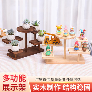 Expositor creativo de madera maciza, expositor para aperitivos y plantas suculentas, expositor tipo puesto con escalones - Product Image 5