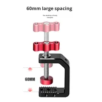 Support de bureau robuste en alliage d'aluminium à fixation rapide avec pince en C, 1/4 3/8 "-16, anti-torsion, pour caméra, moniteur, microphone, éclairage