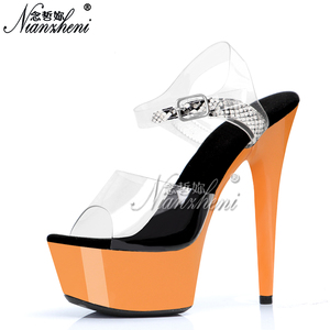 Chaussures de danse de strip-tease en acier électro-plaqué de 6 pouces, couleur basse, été, attrait sensuel, grande taille, plateforme augmentant la hauteur - Product Image 5
