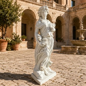 Estatua de Figura Femenina de Mármol de Lujo Personalizada - <span class=keywords><strong>Diosa</strong></span> de la Cosecha Clásica y Atemporal para Proyectos de Paisajismo de Alta Gama - Product Image 1