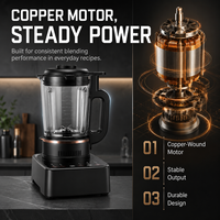 Blender Komersial Tugas Berat Pembuat Smoothie Penghancur Es Penggiling Jus Wadah Kaca Pemanas Pencacah Mode Turbo 5+ Hotel