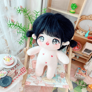 Poupée unisexe en tissu noir de 20 cm, personnalisable, avec franges, coiffure modifiable, squelette interne en PVC - Product Image 2