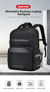 lack Waterproof 15 Inch Laptop <b>Backpack</b> <b>Large</b> Capacity Business Travel School Bag for Men Women - Product Image 6
