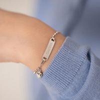 Bijoux pour enfants personnalisés Bracelet à breloques pour filles en argent sterling 925 poli avec cœur bouffant gravable Bracelet de bijouterie fine pour enfants