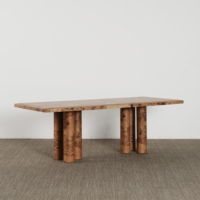 Vente directe d'usine, table à manger en bois massif de style français vintage, design rectangulaire, personnalisable