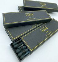 Boîtes d'allumettes en bois noir écologiques personnalisées avec impression et estampage à chaud, allumettes de sécurité longues pour bougies, cadeaux de mariage de luxe en gros