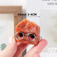 X616 Jingfa Vente en gros Ornement de guérison en pierre brute de cristal naturel, hérisson avec lunettes, en Améthyste et Quartz Rose, autres objets artisanaux en cristal