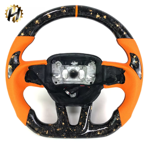 Volant en cuir perforé en fibre de carbone forgée orange avec palettes de changement de vitesse <span class=keywords><strong>pour</strong></span> Dodge SRT Dodge Charger Hellcat 2015-2022 - Product Image 3