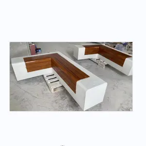 Wooden PC Precast Concrete Bench And Planter For Outdoor Decoration