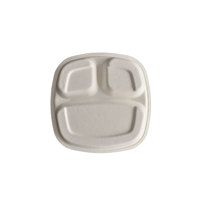 Nouveau produit Plaque de plateau alimentaire jetable écologique à 3 compartiments canne à sucre bagasse