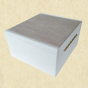 Jewelry <b>Box</b> With <b>Drawer</b> 25x25x15cm Gray Shagreen Top For <b>Storage</b> Organizers - Product Image 3