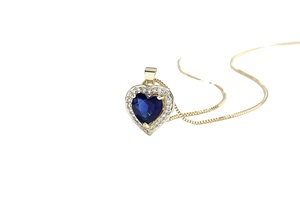 Collier pendentif cœur bleu en laiton plaqué or 18 carats pour femme, incrusté de zircone cubique, chaîne à maillons, pour mariage, fête, usage quotidien, mode - Product Image 4