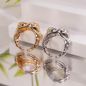 Dreamshow Fashion Jewelry <b>Rings</b> Irregular Lava Style Silver 18K Gold Plated Natural Mother-of-<b>Pearl</b> Unisex Daily Wear - Product Image 2