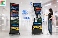 Écran d'affichage LED portable rotatif couleur pleine, affichage publicitaire numérique rotatif à 360 degrés, support au sol avec roues, 5 ans de garantie