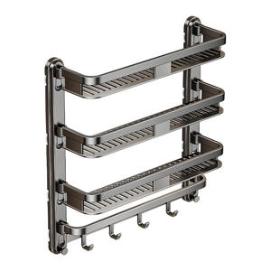 Étagère de rangement murale pour cuisine avec crochets, organisateur d'épices sans perçage, forme rectangulaire pour usage domestique - Product Image 1