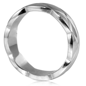 yunnique Geometric <b>Titanium</b> Steel <b>Ring</b> Wavy Edge Smooth Diamond Pattern Unisex Fashion Jewelry Index Finger <b>Ring</b> - Product Image 3
