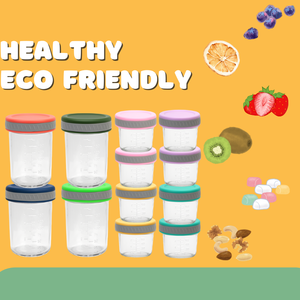 โหลแก้วใส่อาหารสำหรับเด็กขนาด4ออนซ์8ออนซ์ภาชนะปราศจากสาร BPA เป็นมิตรกับสิ่งแวดล้อมพร้อมฝาปิดกันรั่วสำหรับตู้แช่แข็ง - Product Image 2