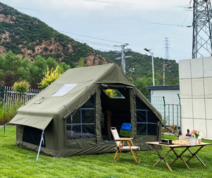 تخييم قابل للنفخ مع مضخة يدوية سهلة الإعداد مقاومة للماء والرياح 4 مواسم خيمة أكسفورد المقصورة مع نافذة مدخنة شبكية - Product Image 1