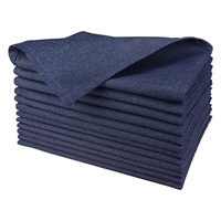 Servilleta Cuadrada de Tela Vaquera Azul Marino Comercial, 240 g/m², Poliéster Hilado Resistente a las Manchas, para Restaurante, 50x50 cm