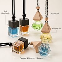 Diffuseur de parfum pour voiture suspendu personnalisé de 8 ml, flacon vide en verre pour désodorisant avec bouchon en bois et cordon