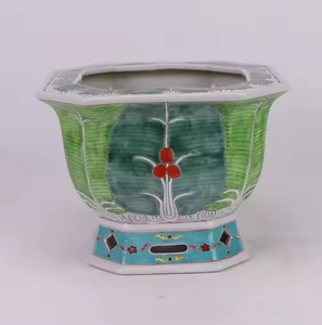 Maceta Cuadrada de Cerámica Decorativa con Diseño de Col Rizada, Estilo Chino Antiguo, Pintada a Mano en Jingdezhen - Product Image 5